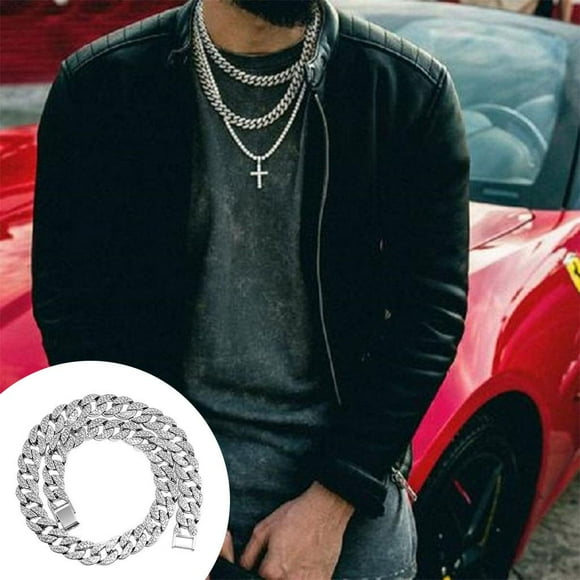 Cadena Cubana Hugo Plata 19.68 Pulgadas para Hombres