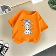 thumbnail image 5 of Big Girls T Shirts Size 8-9 Short Sleeve Crewneck Cute Cartoon Graphic Printed Shirt Soft and Breathable Oversized Pullover Tops (Animal, Orange, 8-9 Years), 5 of 5