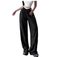 thumbnail image 1 of Jumpingount Reemplazo de pantalón de poliéster, banda elástica de Color sólido, informal, transpirable, lavable, a la moda, pantalón largo de Prendas para la parte inferior del cuerpo Negro SG, 1 of 6