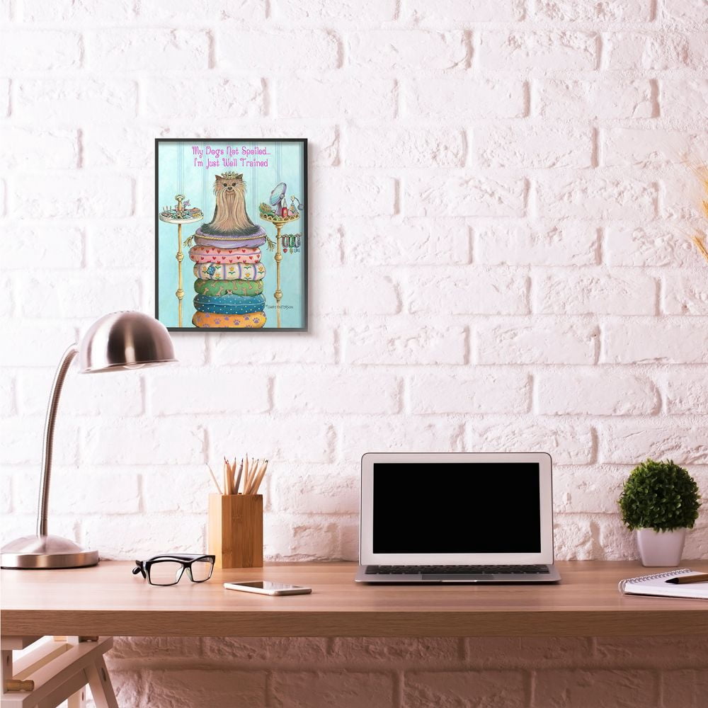 Not Spoiled Well Trained Funny Cartoon Pet Dog Design Oversized Framed Giclee Texturized Art by Gary Patterson