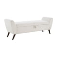 thumbnail image 6 of CQSXDA 60 Inch Storage Bench Featuring Comfort Padded Teddy Cream Upholstery and Mid-Century Wooden Legs for Any Room, 6 of 8