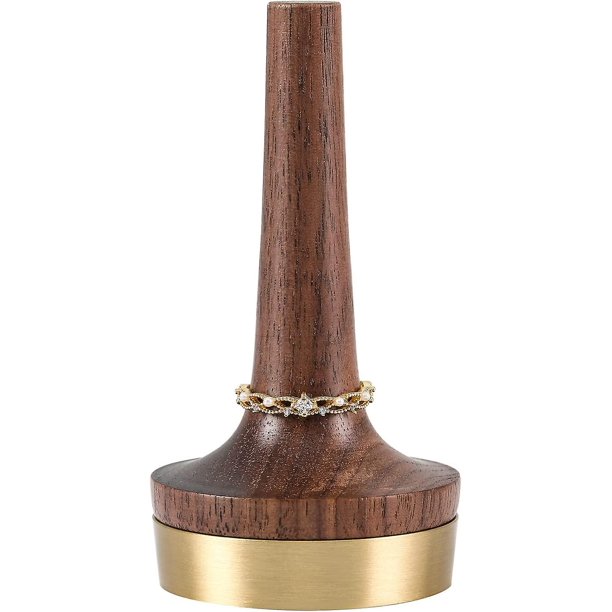 Soporte de anillo de madera de nogal para joyería, soporte de exhibición de anillo de dedo de boda de compromiso de cono para hombres y mujeres