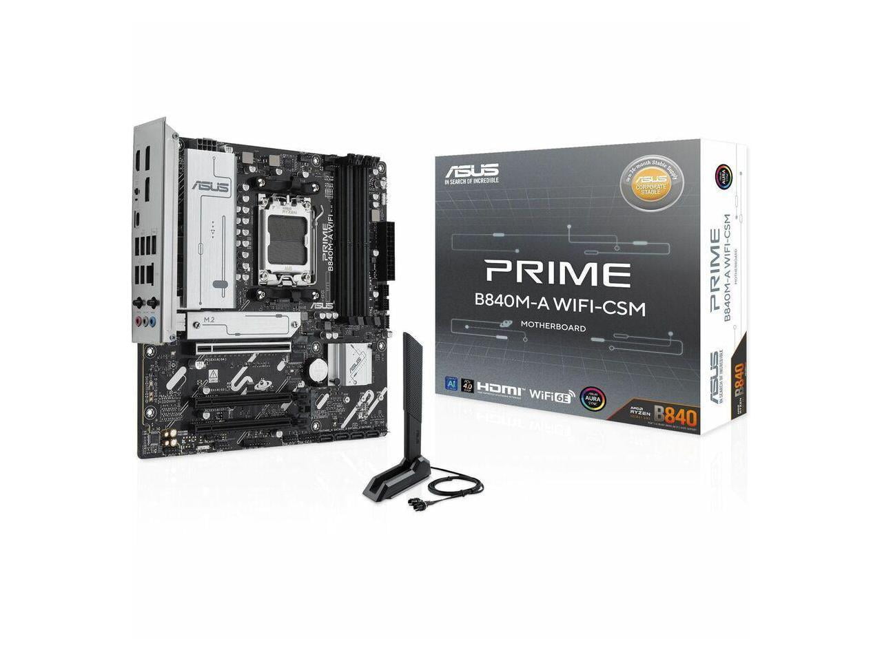 Asus Prime B840M-A WIFI-CSM Gaming Desktop Motherboard - AMD B840 Chipset - Socket AM5 - Micro ATX (primeb840m-awifi-csm)