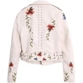 thumbnail image 2 of DoYBSelf Women Floral Print Embroidery Turndown Collar Pu Biker Leather Jacket, 2 of 5