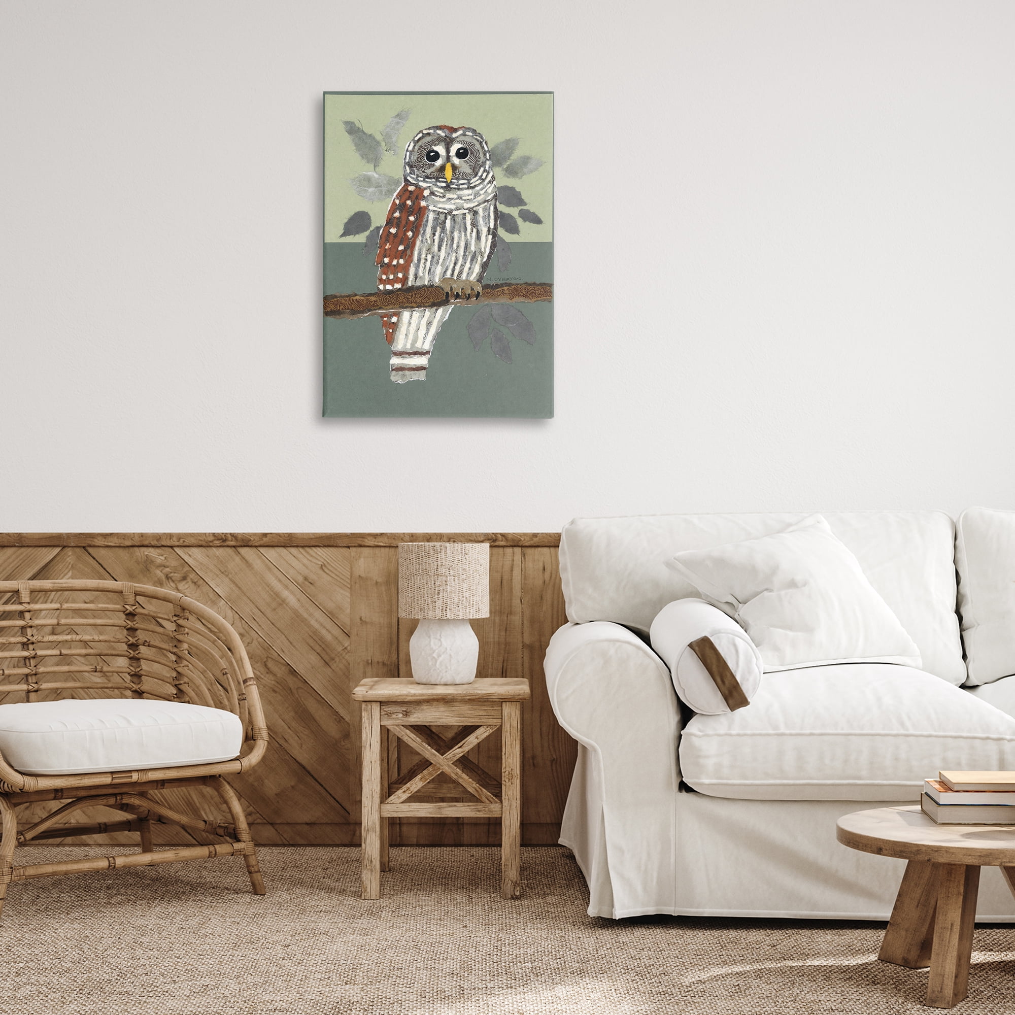 Stupell Industries Owl Perched Tree Branch Animals & Insects Painting Gallery Wrapped Canvas Art Print Wall Art, 20 x 30
