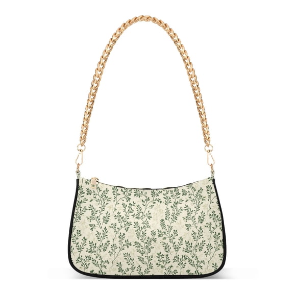Print Tote Bag for Women Olive Green Branches Shoulder Bag Shoulder Handbags Chain Strap