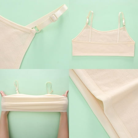 4 Pack Little Girl Bras Training Bra Breathable Cotton Bra Summer Lightly Adjustable Strap Wireless Comfortable Bralette  Multi-Pack  L