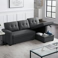 thumbnail image 4 of Aukfa 83" Sofa Bed, Sleeper Sofa, Pull Out Bed w/ Storage Chaise for Living Room, Linen, Dark Gray, 4 of 10