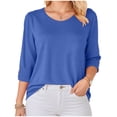 thumbnail image 7 of Godom Blouses for Women Dressy Casual 3/4 Length Sleeve Womens Tops Solid Color Tshirt, 7 of 7