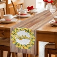 thumbnail image 5 of Lemon Wreath Table Runner 70 Inches, Summer Yellow Fruit Leaves Wooden Grain Bed Runner Dresser Scarves Tabletop for Indoor Outdoor Parties/Ceremony/Banquet, 13" x 70", 5 of 9