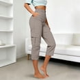 thumbnail image 4 of Capris pour Femmes, Yigetop Capris Cargo à Coupe Décontractée pour Femmes Pantalons de Randonnée Été Voyage Plein Air Décontractés Amples Confortables Pantalons Raccourcis Capris Cargo pour Femmes Kaki m, 4 of 5