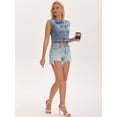 thumbnail image 3 of DARING DIVA Women's Button Down Washed Sleeveless Jean Jacket S Gray Blue, 3 of 7