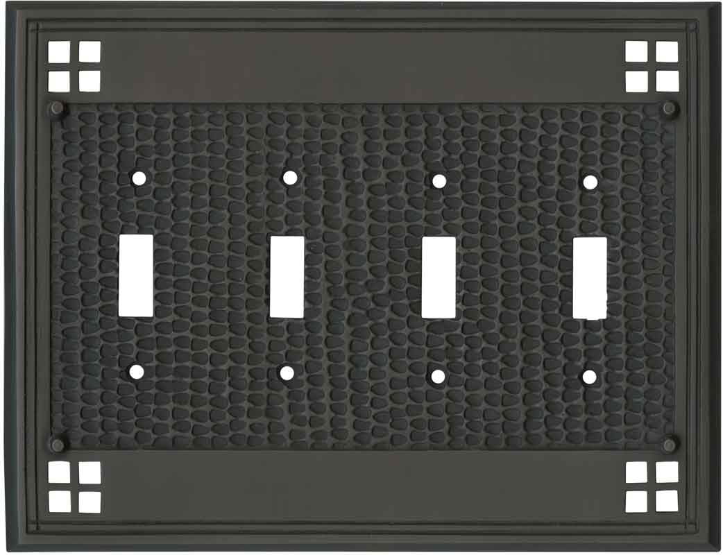 Mission Classic Oil Rubbed Bronze 4 Toggle Light Switch Covers