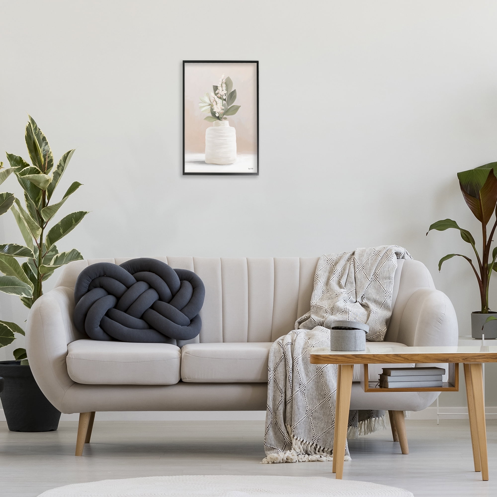 Stupell Industries Simple Potted Herb Botanical & Floral Painting Black Framed Art Print Wall Art, 16 x 24