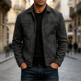 thumbnail image 2 of USNSM Mens Classic Leather Jackets Long Sleeve Turndown Collar Outwear Full Zip Motorcycle Vintage Racing Jacket Coat Black XXL, 2 of 8