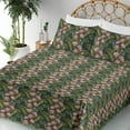 thumbnail image 3 of Ambesonne Exotic Fitted & Flat Sheet with Shams 4 Pcs Set, Tropical Jungle Art Flowers, Full, Soft Pink and Reseda Green, 3 of 5