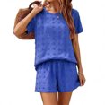 thumbnail image 2 of Stichou Women's 2 Piece Short Sets Swiss Dots 2026 Summer Crew Neck Lounge Sets Short Sleeve Shirts & Shorts Purple 2XL, 2 of 4