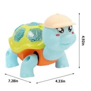 Glowing Motion Toy, Musical Walking Turtle with LED Lights, Pull String Activation, Interactive Crawling Pet for Ages 1+ Years