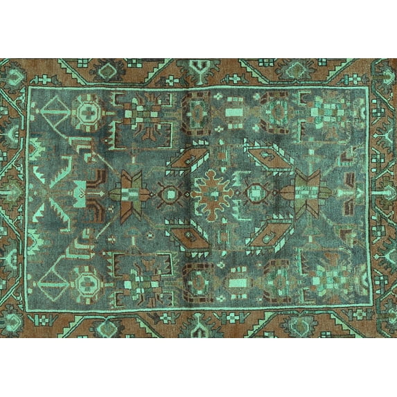 Ahgly Company Indoor Rectangle Persian Turquoise Blue Traditional Area Rugs, 7' x 10'