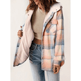 thumbnail image 2 of ZOELNIC Women's Plaid Shacket Long Sleeve Fleece Hooded Jacket with Flap Pockets, S, 2 of 6