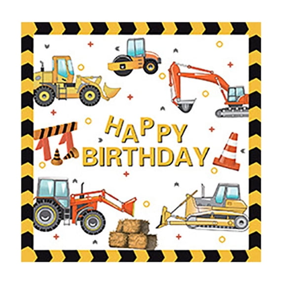 Qholemyo Excavator Birthday Party Theme Disposable Plates Set Party Plates Set Disposable Dinnerware Party Supplies