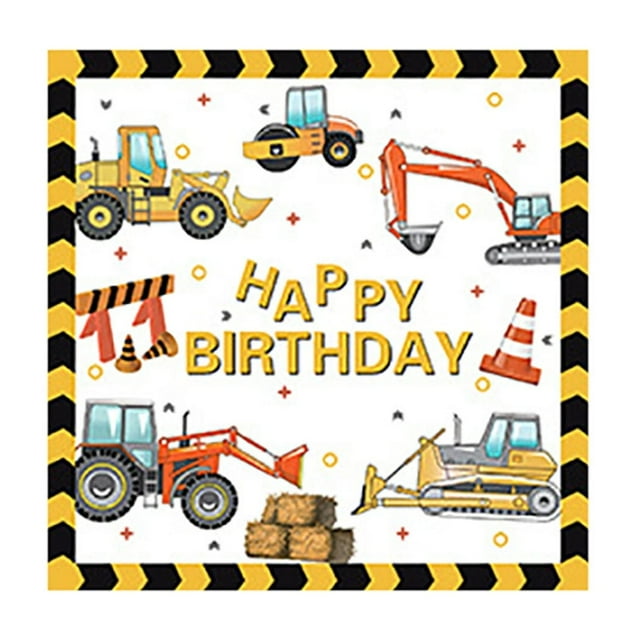 C Excavator Birthday Party Theme Disposable Paper Napkins For Kids Construction Themed Celebration Decorative Tableware