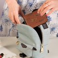 thumbnail image 5 of PU Leather Zipper Card Case Credit Card Holder Small Wallets Terracotta Tones Feather, 5 of 7