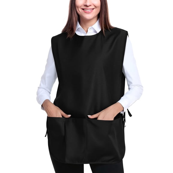 DOVACKA Unisex Smock Cobbler Apron with Side Ties & 3 Pockets, for Chef Kitchen Cleaning Hairstylist