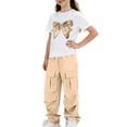 thumbnail image 7 of ITSAME Girls Outfit Set Bow Print T-Shirt and Cargo Pants 2-Piece Summer Fashion Casual Clothes Beige Size 9, 7 of 7