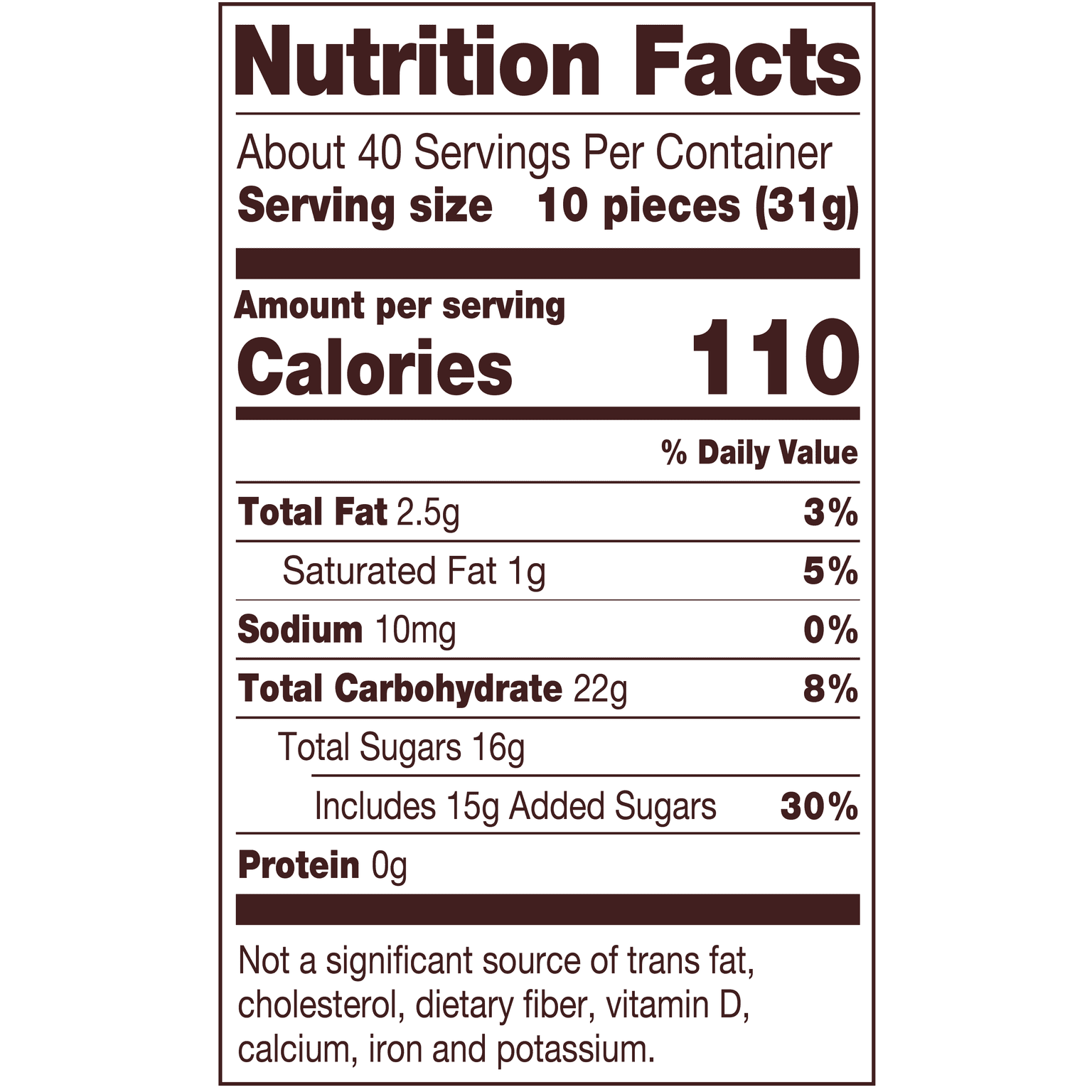 Tootsie roll nutrition label