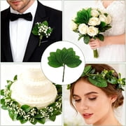 Artificial Leaves 200 Pcs Fake Single Green Leaves Crafts Decoration for Wedding Bouquets