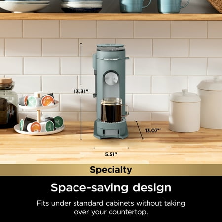 Ninja - Pods & Grounds Specialty Single-Serve Iced Coffee Maker, K-Cup Pod Compatible with Foldaway Milk Frother - Sage Green