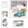 thumbnail image 3 of PATIO 4 Pieces Set 3D Digital Printing High-Density Merry Christmas Theme Pattern Shower Curtain Set Bathroom Floor Mat Base Mat Toilet Mat Home Holiday Decoration Bathroom Accessories Ch, 3 of 9
