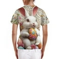 thumbnail image 5 of ADSSDQ Easter Scrub Tops Women Stretchy Vneck Short Sleeve Funny Cartoon Bunny Print Nurse Working Uniforms with 2 Pockets Light Gray L, 5 of 6