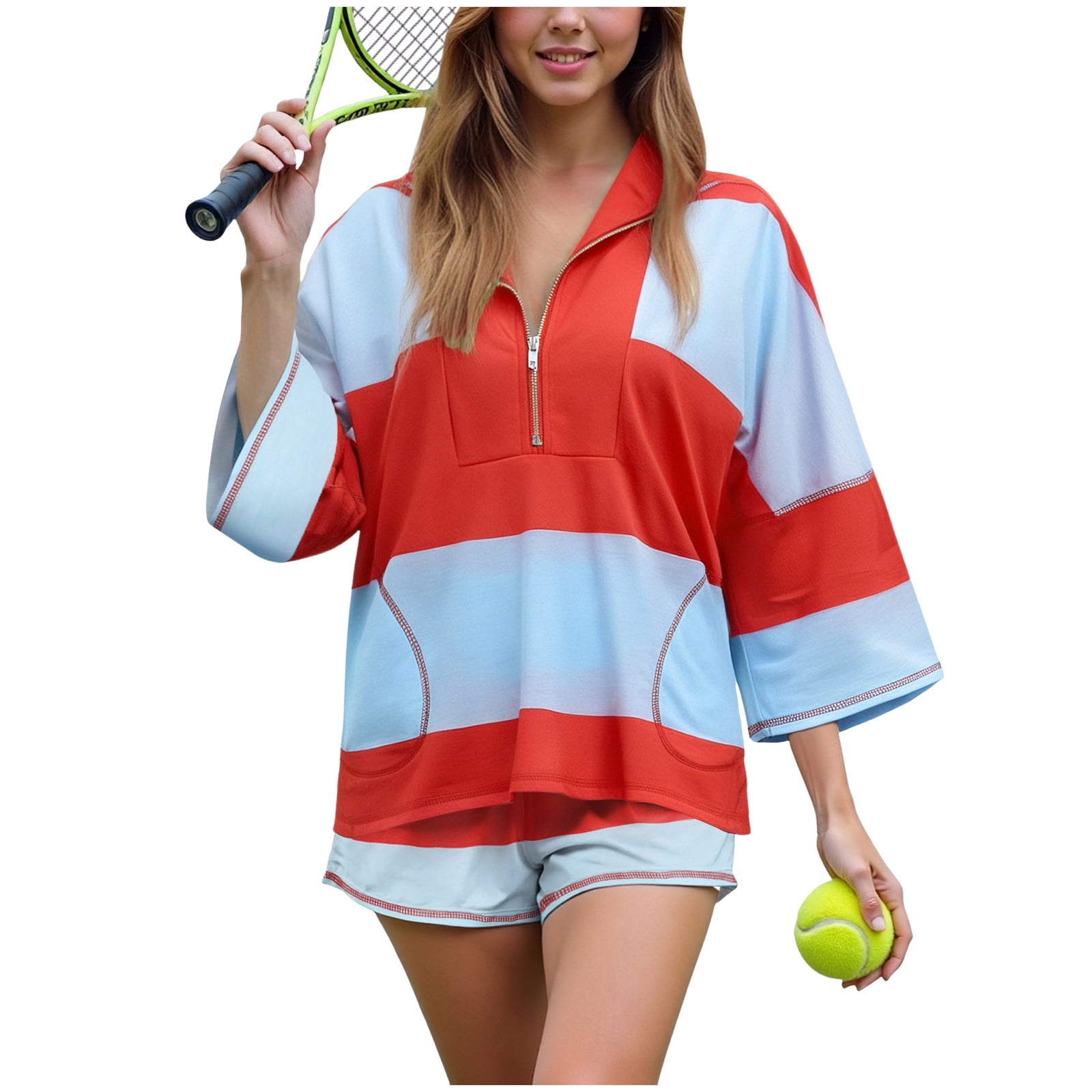vigerkar Womens 2 Piece Outfits Summer Striped Workout Set
