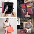 thumbnail image 3 of for Galaxy Z fold 5 Case, for Samsung Z fold 5 Case with Pen Holder Slot, 【RFID Blocking】 for Samsung Galaxy Z fold 5 Wallet Case with Card Holder Zipper Strap PU Leather Flip, Wine Red, 3 of 11