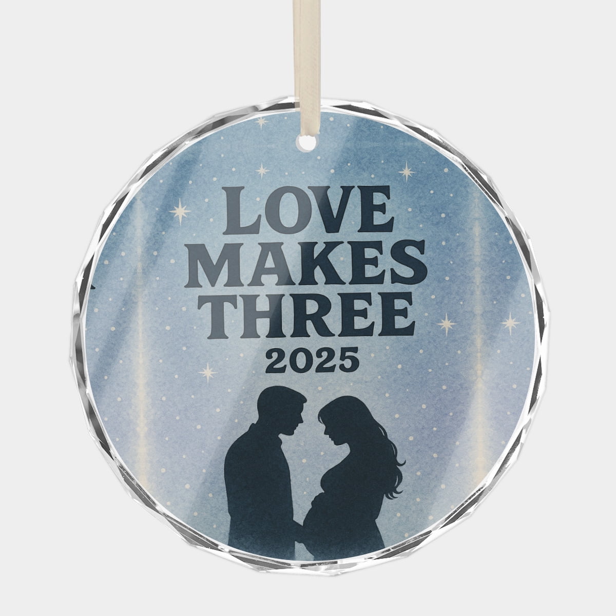 Baby’s 1st Christmas 2025 – Newborn Boy & Girl, For Parents, First Holiday Commemoration Crystal Glass Christmas Ornament, 3” Flat Round Beveled-Edge Disc (0.23” Thick) Xmas Holiday Gift