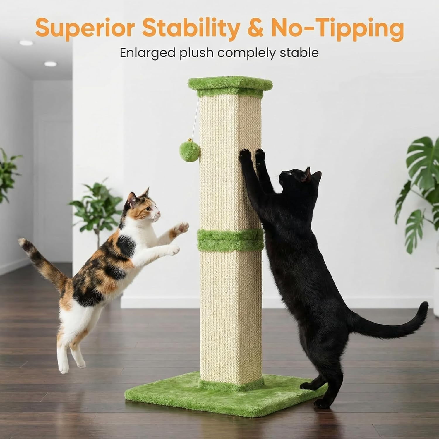 Tall  Scratching Post 32 Inch Heavy Duty Sisal with Hanging Ball for Indoor Cats