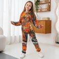 thumbnail image 3 of Uorisanigo 2-Piece Jogger Set – Lightweight Camo Forest Orange Pullover Sweatshirt and Sweatpants Outfit, Stylish Fall Winter Warm Cothes Kids Oversized Hoodie & Pant Sets, 3 of 7