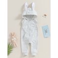 thumbnail image 2 of Bslissey Toddler Baby Hooded Jumpsuit 6M 12M 18M 24M 3T Sleeveless Zipper Front Pocket Bunny Ear Hoodies Rompers Infant Solid Color Casual Bodysuit Easter Clothes, 2 of 9