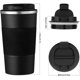 thumbnail image 3 of Taza de viaje para café al vacío de acero inoxidable con doble aislamiento, de 17 oz, con tapa abatible a prueba de fugas para mantener el café, 510 ml, color negro, 3 of 4