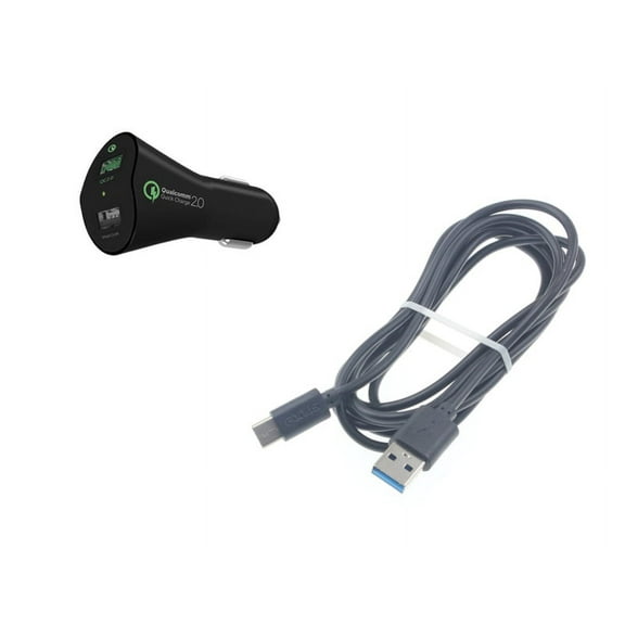 Car Charger for Samsung Galaxy A54 5G Phone - 30W Fast 2-Port USB 6ft Cable Type-C Quick Charge DC Socket Q9Z Compatible With Galaxy A54 5G Model