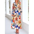 thumbnail image 3 of Vestido PRETTYGARDEN Azul Acuarela Floral Midi Manga Larga XXL, 3 of 9