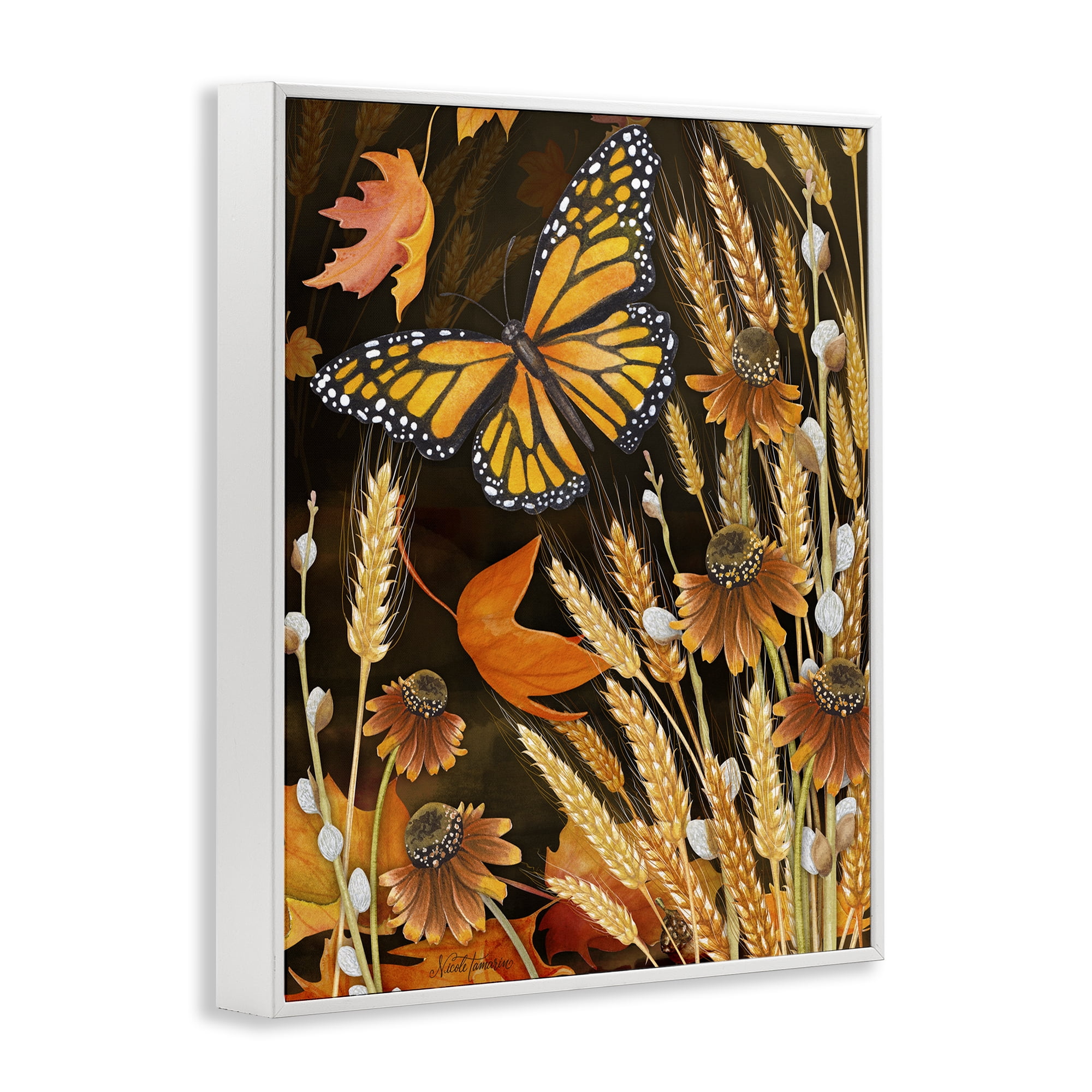 Stupell Industries Fall Motif Midnight Garden White Framed Giclee Art, design by Nicole Tamarin