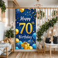 thumbnail image 6 of Blue Background Glittery 70th Happy Birthday Banner Party Decoration Supplies Photography Props Backdrop Balloons Theme Event Celebration Decor, 6 of 8