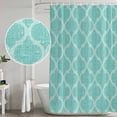 thumbnail image 4 of Shower Curtain Bathroom Set Rustic Teal Retro Linen Waterproof Fabric Shower Curtains with Grommets&Hooks, Moroccan Texture Ethnic Style Privacy Bath Curtain for Bathtub 36x72in, 4 of 9