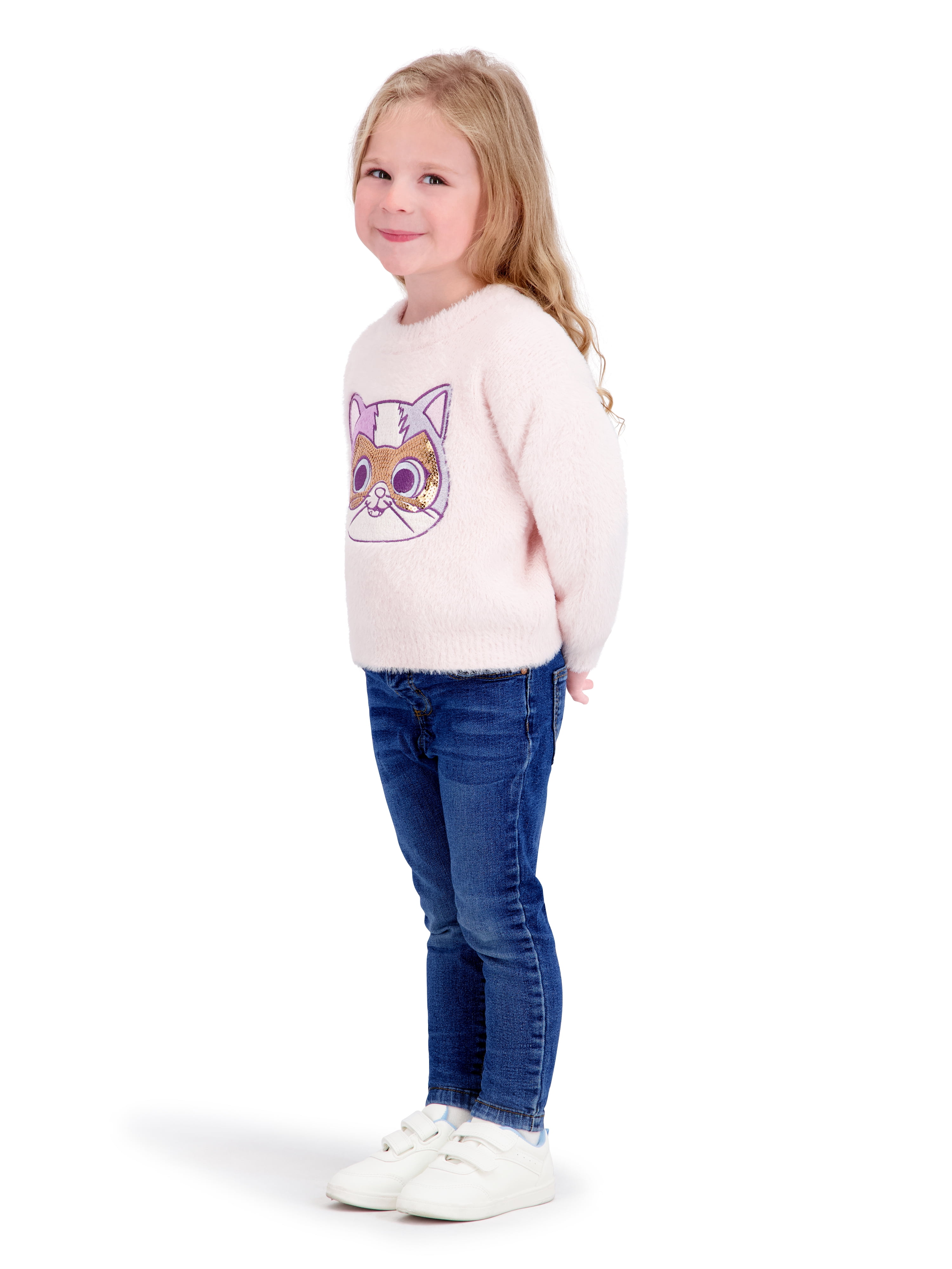 Super Kitties Toddler Girls Lurex Mohair Sweater, Sizes 12 Months - 5T