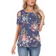 thumbnail image 3 of Gibobby Camisetas de verano para mujer Mujeres Blouse Top Flower imprimir con estilo T camisas(Morado,M), 3 of 5