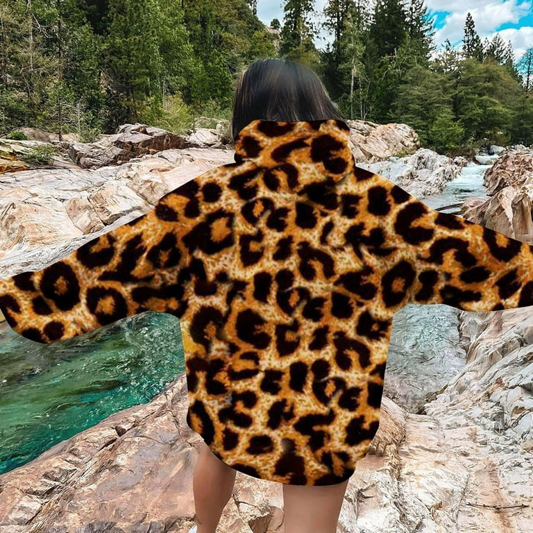 AJHSAKLt Comfrt Hoodie Women's Leopard Print Sweatshirt Pullover