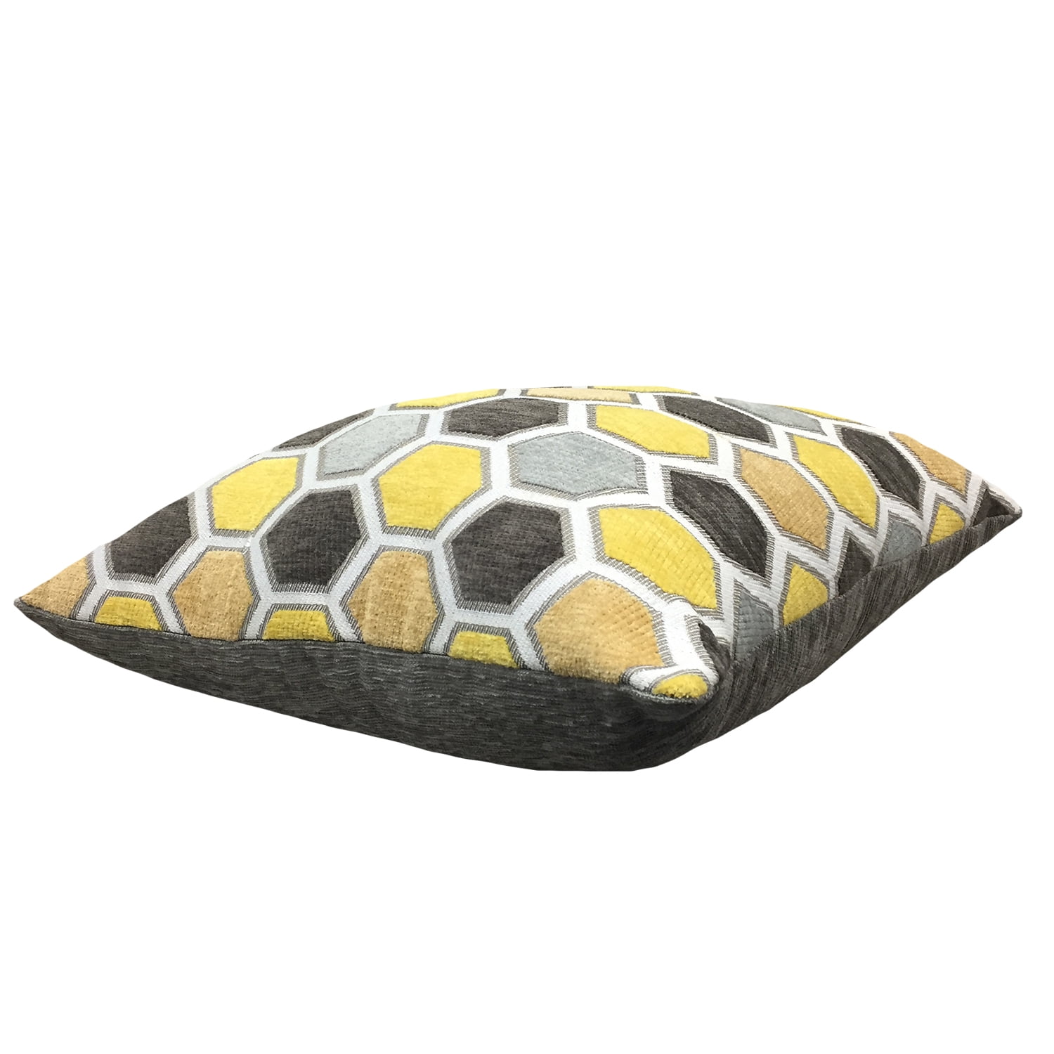 Better Homes & Gardens Square Hexagon Polyester Decorative Throw Pillow, 18 in x 18 in, Yellow/Grey